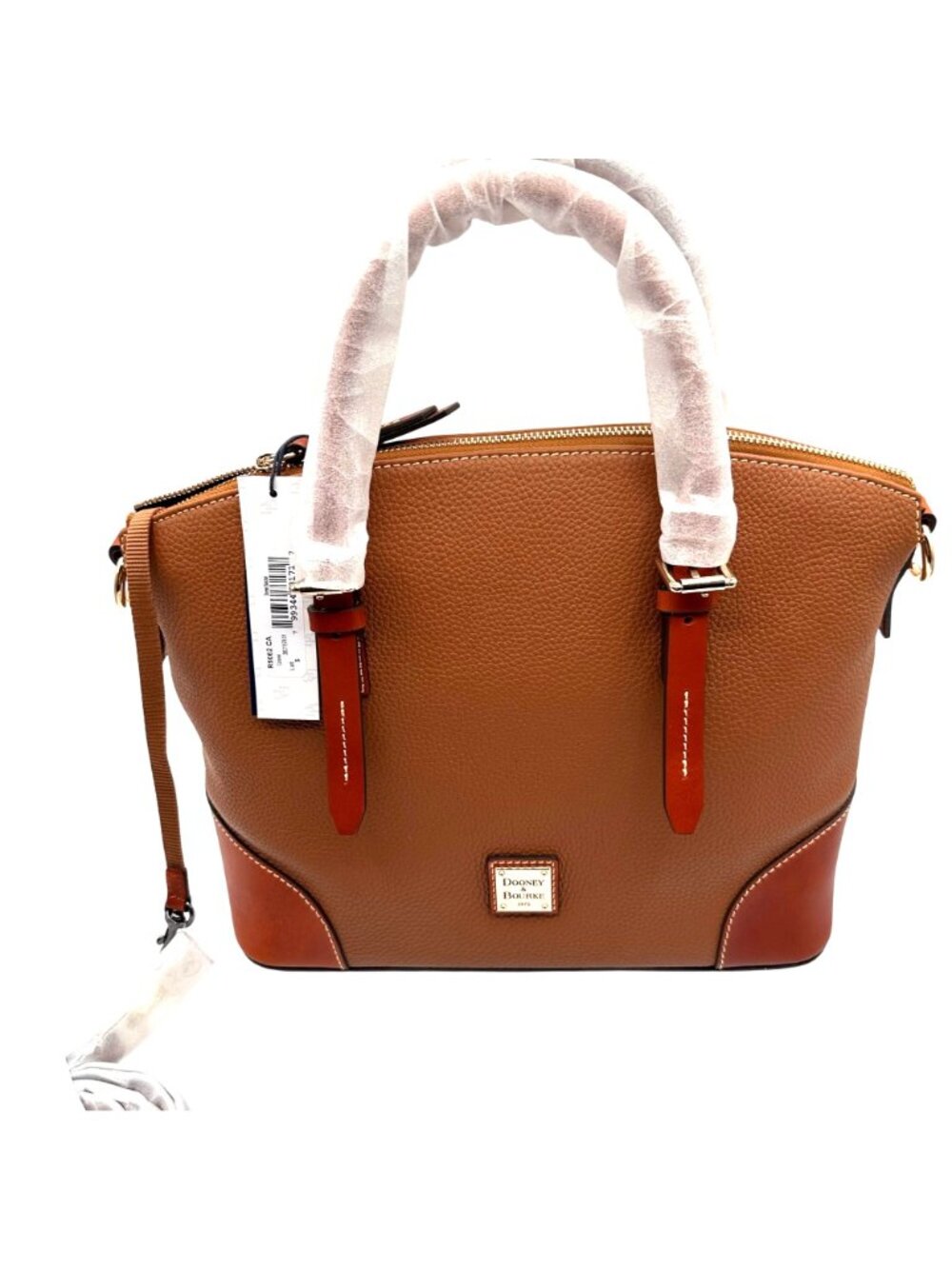 Dooney Bourke Pebble Leather Dome Designer Satchel Work Bag  Camel and Cognac - Picture 6 of 10